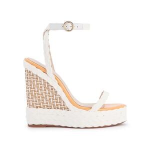 Sophia Webster 'Miranda' White Textile 140mm Wedge Sandals Size 7